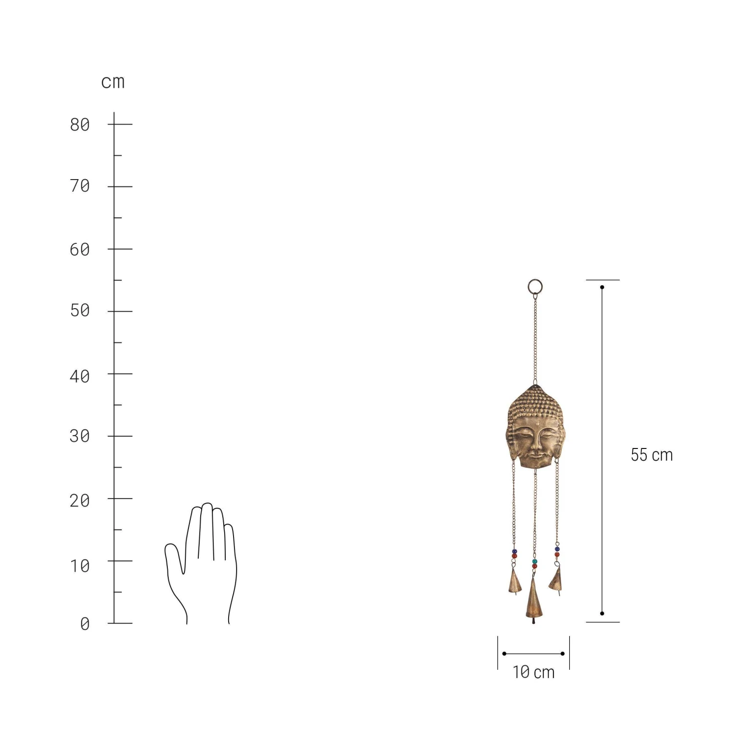 Hängedekoration "Buddha" L 55 X B 10cm BALI In Gold - Image 3