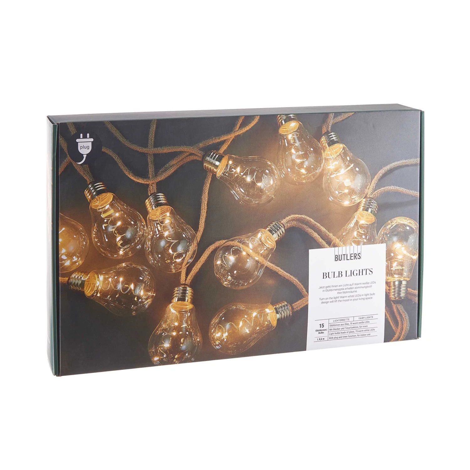 LED Lichterkette Mit Naturseil 15 Lichter Und Stecker BULB LIGHTS In Natur - Image 4