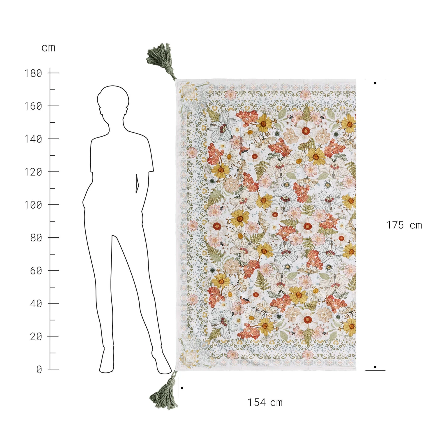 Picknickdecke L 175 X B 154cm BETWEEN FLOWERS In Creme - Image 4