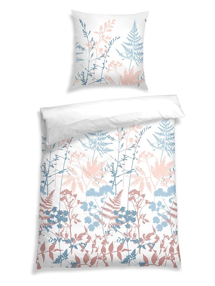 Schiesser Satin-Bettwäsche-Set "Fenia" In Weiß/ Bunt