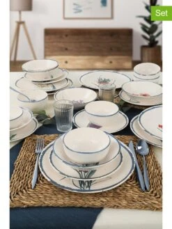 24tlg. Kombiservice In Creme/ Bunt