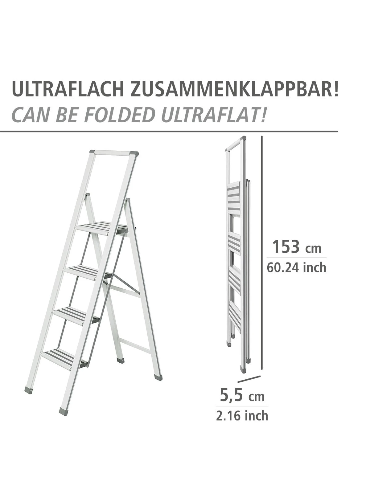 Wenko Alu-Design Klapptrittleiter 4-stufig Weiß In Weiß - Image 5
